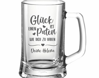 Bierkrug Geschenk Patenonkel -Bierglas Glück ist -Geschenkidee -Geburtstag Patengeschenk Geburt