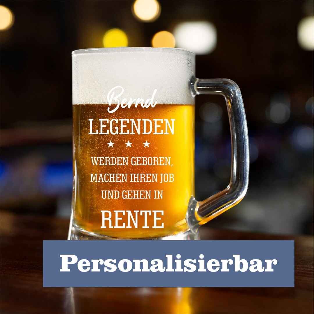Geschenk zur Rente Bierkrug Bierglas mit Namen Geschenkidee Ruhestand