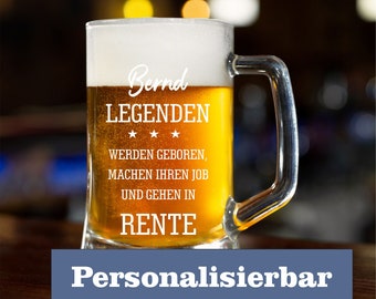 Geschenk zur Rente Bierkrug Bierglas mit Namen Geschenkidee - Ruhestand
