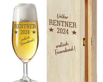 Bierglas Geschenk Rente - Ruhestandsgeschenk Abschied Rentner Geschenk endlich Feierabend