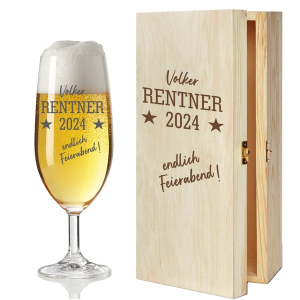 Bierglas Geschenk Rente - Ruhestandsgeschenk Abschied Rentner Geschenk endlich Feierabend