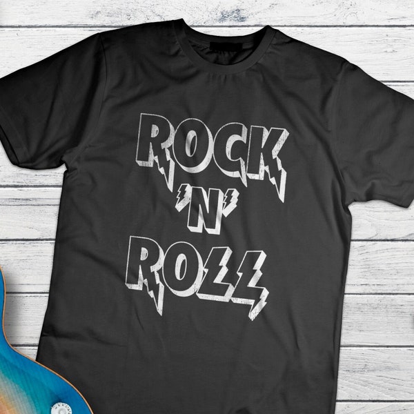 Rock'N'Roll T-Shirt, Music Shirt, Hard Rock, Heavy Metal Music, Rock And Roll Slogan, High Voltage Rock N Roll, Rock N Roll Logo, 3D Effect