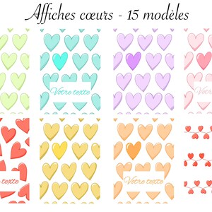 Affiches cœurs - 15 modèles (dont 7 avec personnalisation possible)