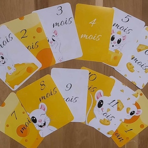 Cartões de marcos do bebê - tema rato e queijo