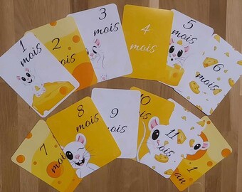 Baby milestone cards - mouse and cheese theme