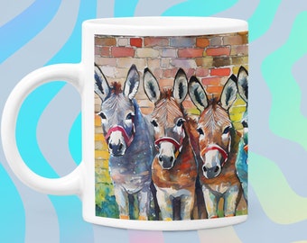 Taza de burro alegre: regalo vibrante para amantes de los animales, 325 ml