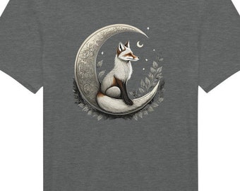 Camiseta Fox Crescent Moon - Camiseta clásica unisex de algodón, diseño elegante e informal de Fox y Luna, camiseta duradera con doble costura.