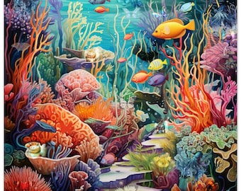 Póster de Aventura en el Océano: Objetos Ocultos, Arrecife de Coral, Dormitorio Infantil