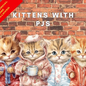 Vintage Kittens with PJs Collection - Unlimited Downloads for PoD or Digital Projects
