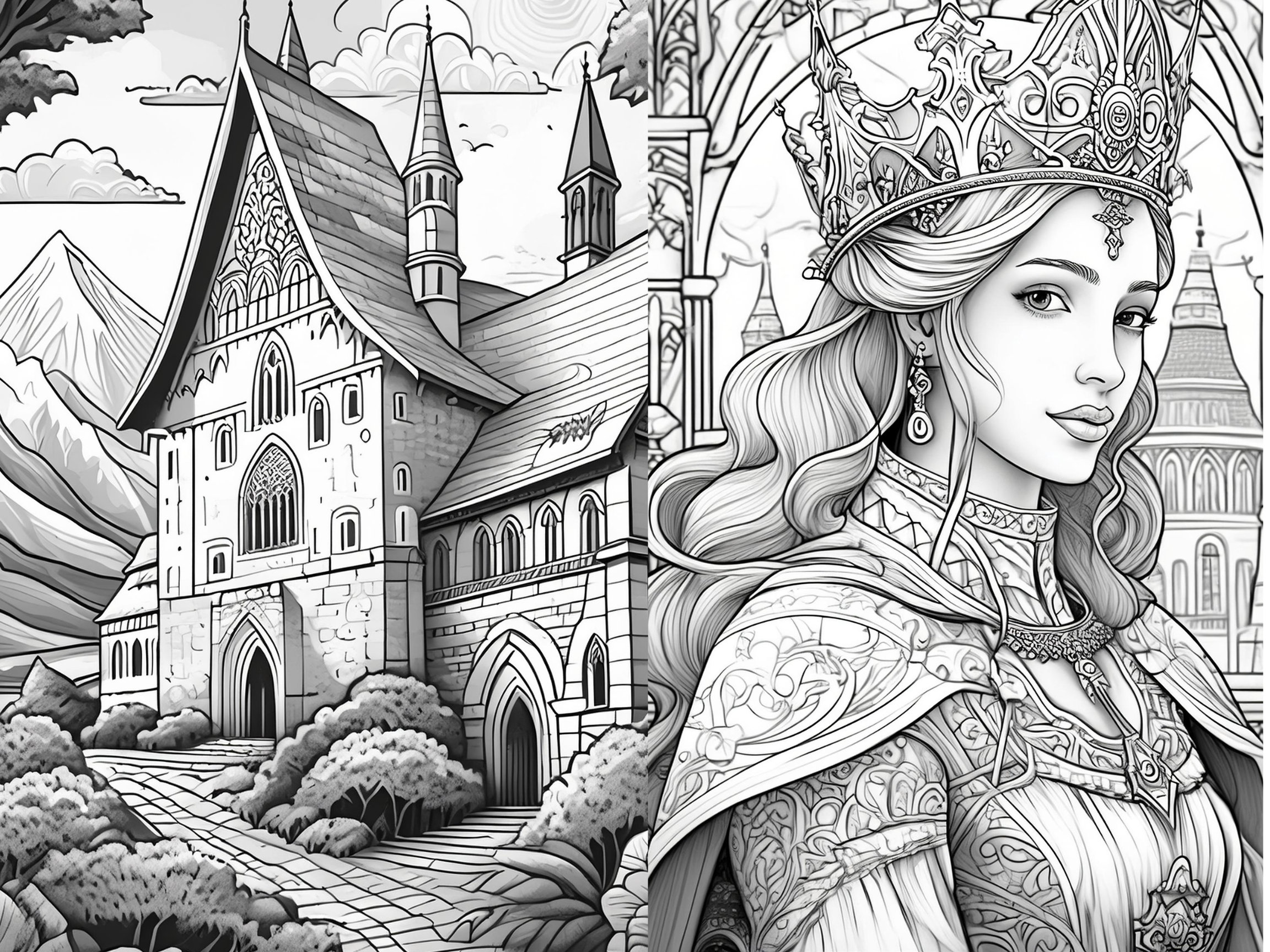 Medieval Coloring Pages for Adults - Detailed Castles, Knights ...
