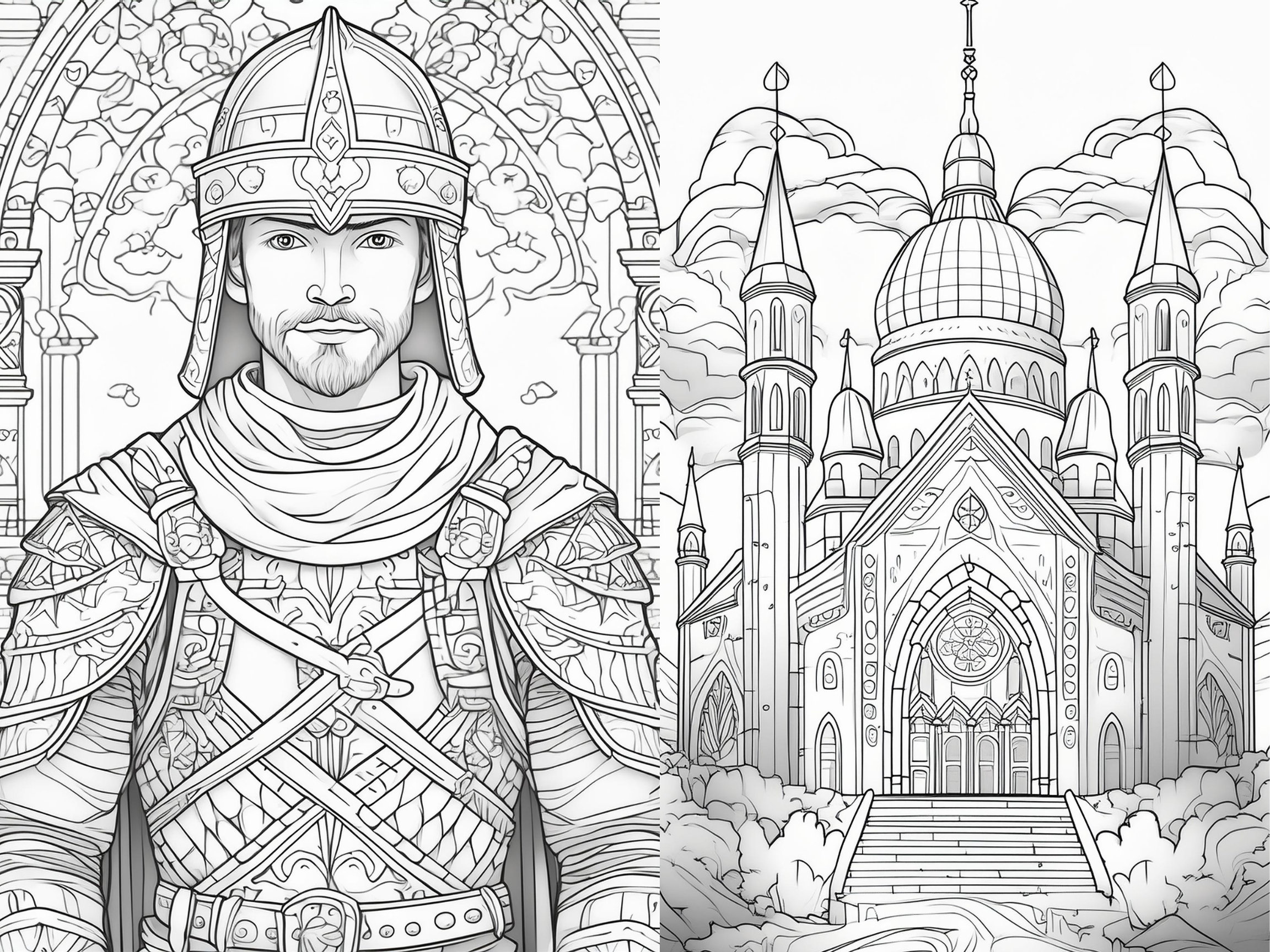 Medieval Coloring Pages for Adults - Detailed Castles, Knights ...