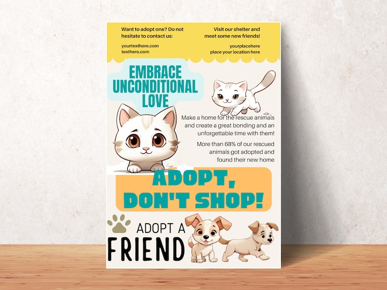 Pet Adoption Flyers &amp; Certificates Editable Canva Templates for Dog and ...