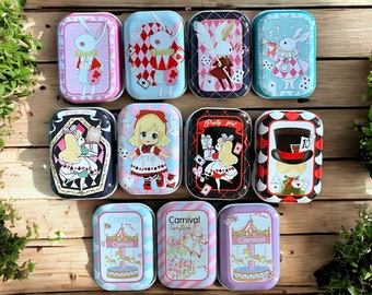 Alice and Carnival Tins, Diamond Painting Accessory, Sewing Notions Holder, Storage Tin, Pill Holder, Wax Holder, Putty Holder, FOR CHARITY