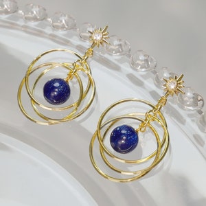 Orecchini A Stella E Pianeti In Argento Sterling Placcato Oro Con Zirconi: Gioiello Donna Elegante E Originale