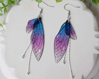 Butterfly Wing Earrings Resin Fairy Dangle Earrings Butterfly Jewelry Boho Whimsical Pastoral Earrings Birthday Christmas Gift For Her