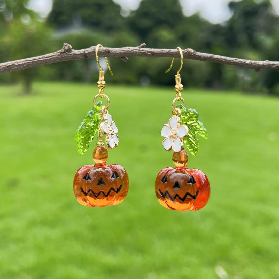 Pumpkin Earrings Fruit Food Earrings Halloween Holiday Earrings Dangle & Drop Earrings Jewelry