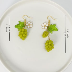 Grape Earrings Food Dangle Earrings Cute Kawaii Drop Earrings Jewelry Gift For Women Handmade Fruit Earrings Birthday Gift Daughter Earrings image 9