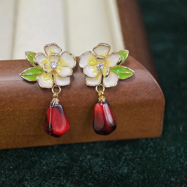 Pomegranate Seed Earrings Food Fruit Earrings Dangle & Drop Earrings Floral Jewelry Handmade Earrings Gift For Her Christmas Earrings Bridal