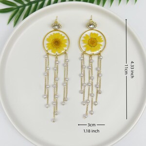 Sunflower & Daisy Dangle Earrings For Women – Boho Rhinestone Flower Hoop Studs, Statement Jewelry - View #9