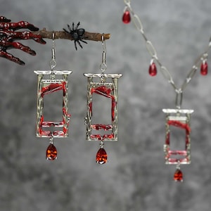 Guillotine Dangle Earrings Guillotine Necklace Pastel Goth Earrings Halloween Earrings Halloween Necklace Halloween Jewelry Set Gift For Her