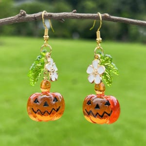 Pumpkin Earrings Fruit Food Earrings Halloween Holiday Earrings Dangle & Drop Earrings Jewelry Gift For Her Birthday Gift Cute