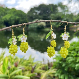 Grape Earrings Food Dangle Earrings Cute Kawaii Drop Earrings Jewelry Gift For Women Handmade Fruit Earrings Birthday Gift Daughter Earrings image 6