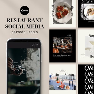 Restaurant and Bar Social Media Canva Template | Canva Instagram Posts | Canva Instagram Reels