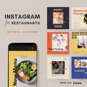 Canva Instagram Templates for Restaurants, Bars and Chefs | Canva Food Social Media Templates