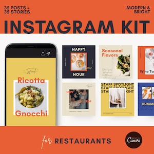 Canva Instagram Templates for Restaurants, Bars and Chefs | Canva Food Social Media Templates