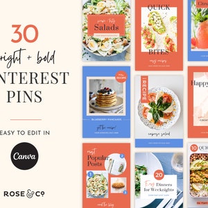 Pinterest Templates Canva  | Pinterest Pin Templates for food bloggers | Pinterest Marketing