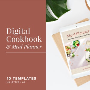 Canva Digital Cookbook Template | Canva Recipe Book Template | Meal Planner Template | Recipe Sheet Template | A4 and US Letter