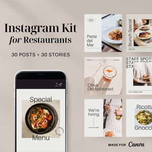 Canva Instagram Templates for Restaurants, Bars and Chefs | Canva Food Social Media Templates