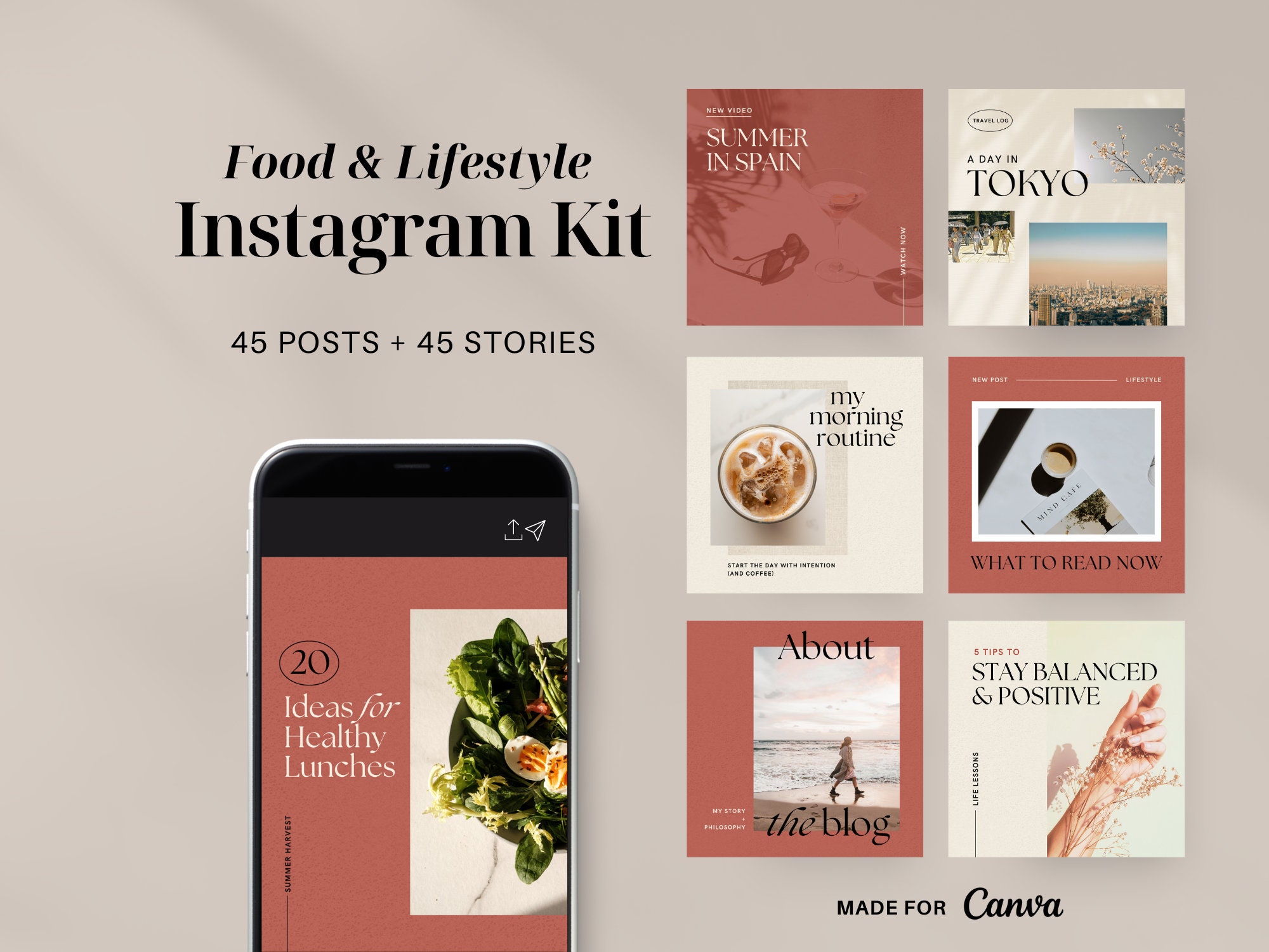 Canva Instagram Kit | Canva Social Media Templates | Food, Travel ...