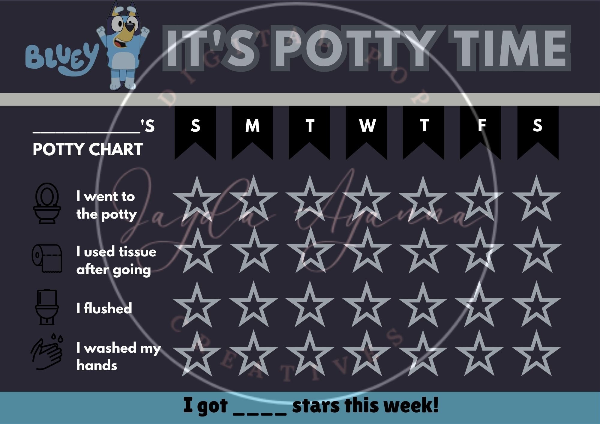 Bluey Potty Training Chart & Certificate Etsy