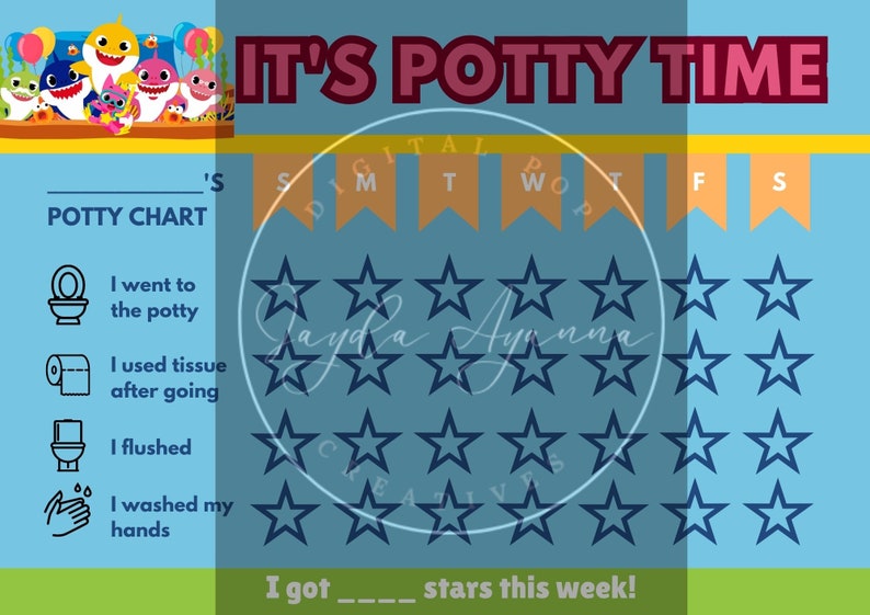 Baby Shark Potty Training Chart & Certificate Etsy