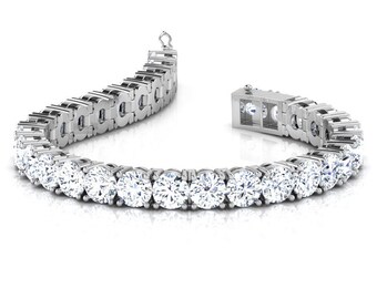 16.48 ct Lab Diamond Solitaire Set in 14k White Gold Luxury Bracelet by Adhyey Brothers