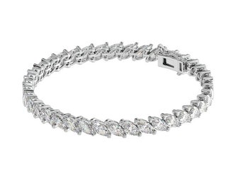 11.00 ct Lab Diamond Solitaire Set in 14k White Gold Luxury Bracelet by Adhyey Brothers