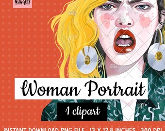 Blonde Woman Portrait Clipart: 80s Pop Art Avatar (PNG Download)