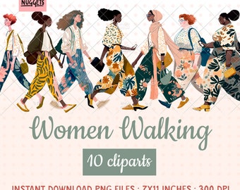 Diverse Women Clipart: Urban Fashion Girls PNG Files (Commercial Use)