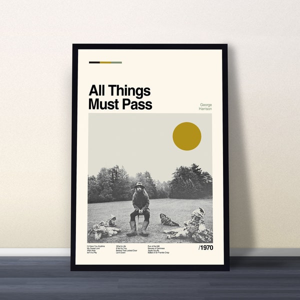 All Things Must Pass Poster, George Harrison, Album Poster, Album Cover Poster, Midcentury Art, Minimalist Art, Vintage Poster, Wall Decor