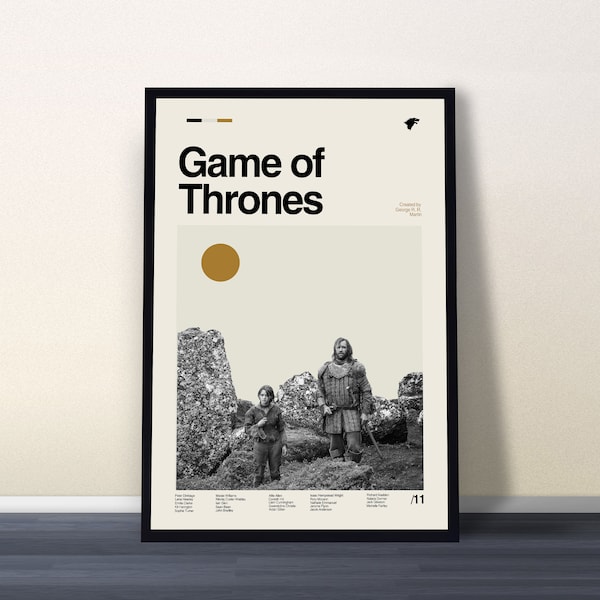 Game of Thornes Movie Poster, Sean Bean, Midcentury Art, Classic Movie Poster, Retro Movie posters, Vintage Poster, Move Gifts, Wall Decor