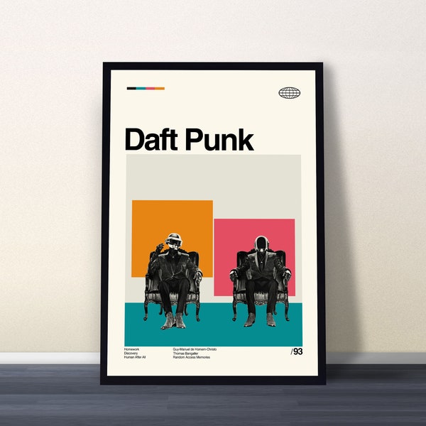 Cartel de Daft Punk, Humano después de todo, Cartel de la película Daft Punk, Película Daft Punk, Arte Daft Punk, Arte impreso de Daft Punk, Arte cinematográfico, Retro moderno