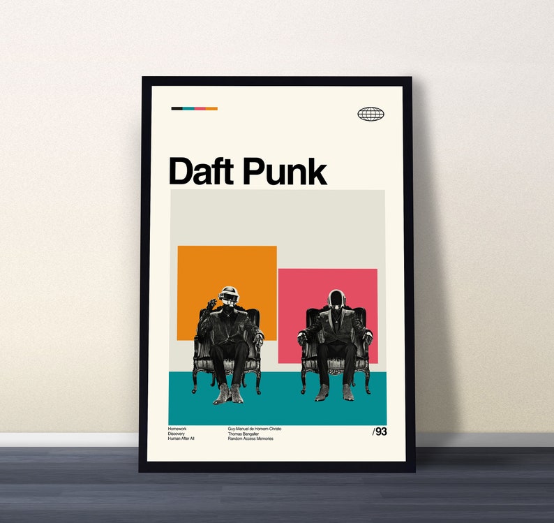 Daft Punk Poster, Human After All, Daft Punk Movie Poster, Daft Punk Movie, Daft Punk Art, Daft Punk Print Art, Film Art, Retro Modern image 1