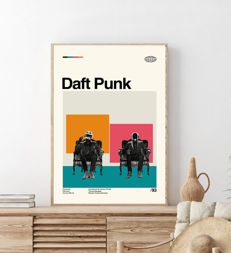 Daft Punk Poster, Human After All, Daft Punk Movie Poster, Daft Punk Movie, Daft Punk Art, Daft Punk Print Art, Film Art, Retro Modern image 2