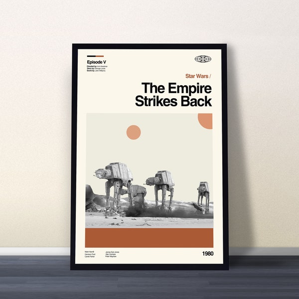 The Empire Strikes Back Poster, Star Wars Poster, Movie Poster, Midcentury Art, Vintage Poster, High Quality, Minimalist Art, Wall Decor