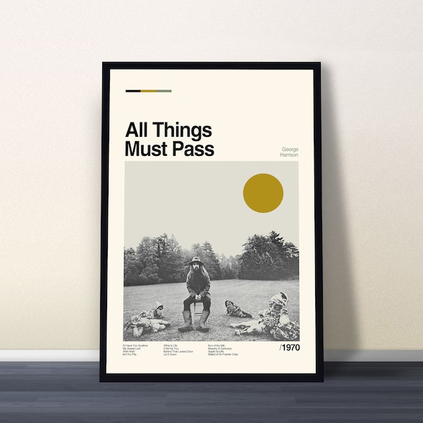 All Things Must Pass - George Harrison Poster, Music Album Poster, Music Poster, Midcentury Poster, Vintage Poster, Minimalist Art, Wall Art
