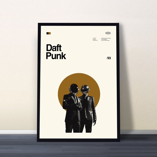 Daft Punk Poster, Daft Punk Album Poster, Music Poster, Music Print, Midcentury Art, Minimalist Art, Vintage Poster, Retro Poster, Wall Art