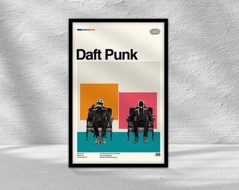 Daft Punk Poster, Minimalist Poster, Retro Modern - Vintage Poster, Print Art, Midcentury Art, Wall Art, Movie Poster Art, Vintage Film Art