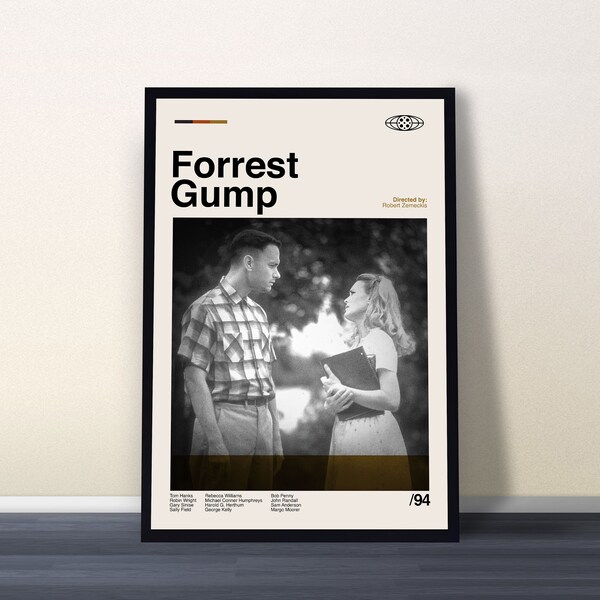 Forrest Gump Movie, Robert Zemeckis, Vintage Poster, Minimalist Art, Midcentury Art, High Quality, Album Cover Poster, Poster Print Wall Art