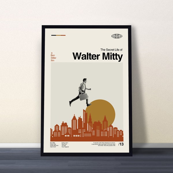 The Secret Life Of Walter Mitty Poster, Retro Movie Poster, Vintage Poster, Retro Poster, Minimalist Art, Modern Art, Wall Decor, Dad Gifts